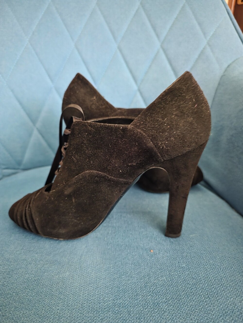 Ralph Lauren - Women's Black Suede High-Heel Lace-Up Booties